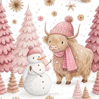 Highland Cow with Winter Accessories