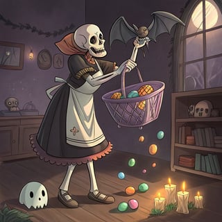 Gothic Skeleton Mom Juggling Chores