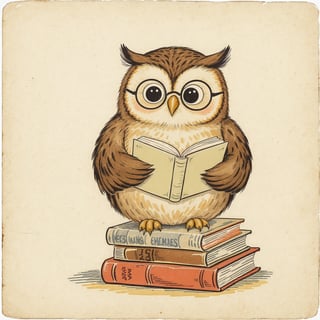 1940s Vintage Owl Book Illustration