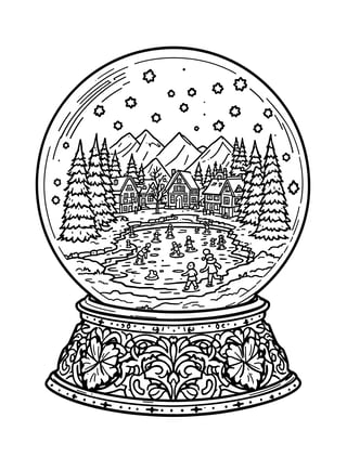 Winter Village Snow Globe Illustration