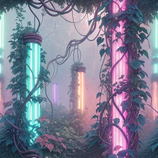Neon Pastel Tubes and Glowing Vines