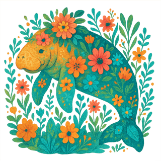 Boho Floral Marine Animal Illustrations