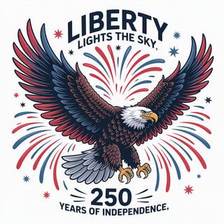 Eagle with Patriotic Fireworks