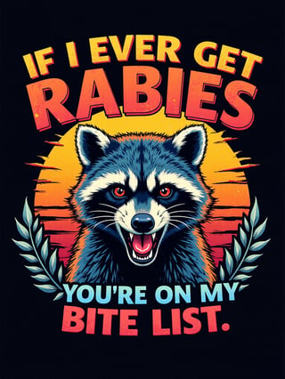 Angry Raccoon Retro Sunset T-Shirt