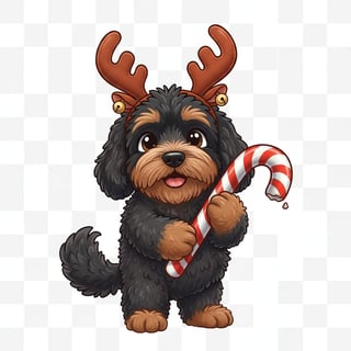 Newfypoo Cartoon with Reindeer Antlers