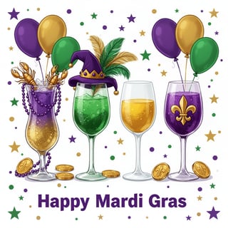 Colorful Mardi Gras Drink Illustration