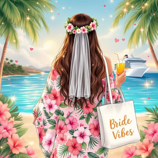 Bridal Woman Tropical Back-View Art