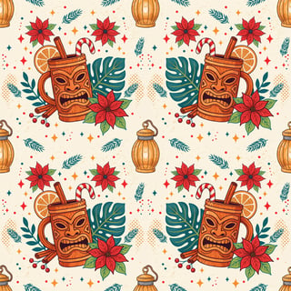 Retro Tiki Holiday Seamless Pattern
