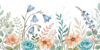 Watercolor Bluebell Border