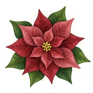 3D Faux Embroidery Poinsettia Flower