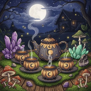 Witchy Tea Set Illustration