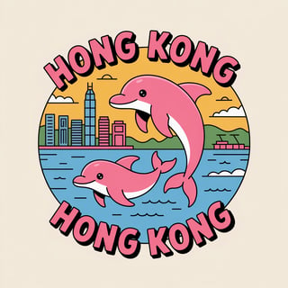 Pink Dolphins Cartoon Badge