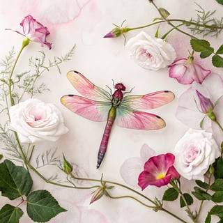 Watercolor Illustration of a Vibrant Dragonfly