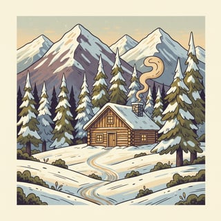 Earthy Winter Landscape Illustration