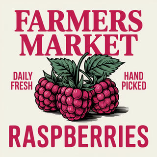 Vintage Farmers Market Raspberries Ad