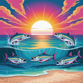 1980s Airbrush Tropical Beach Pattern