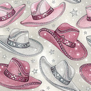 Glittery Pink and Silver Cowboy Hats