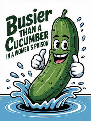Cartoon Cucumber with Thumbs Up