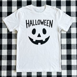 White Halloween T-Shirt with Jack-o'-Lantern Design