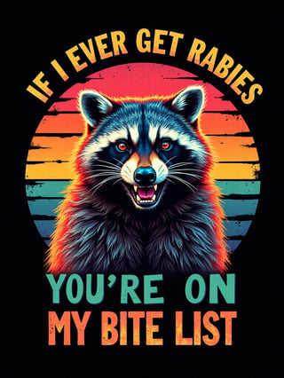 Angry Raccoon Retro Sunset T-Shirt