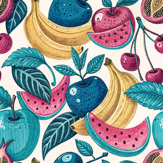 Neon Fruit Pattern with Pop Art Style