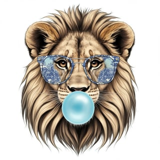Cute Lion Cub with Sunglasses Drawing