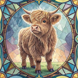 Kawaii Highland Calf Mosaic Art