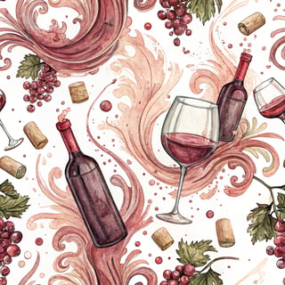Wine Bottles and Glasses Pattern