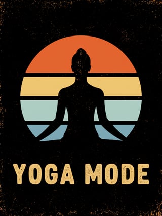 Vintage Yoga Silhouette with Sunset