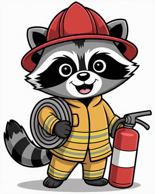 Cartoon Firefighter Raccoon