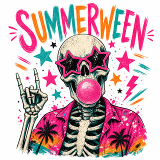 Summerween Skeleton Sublimation Clipart