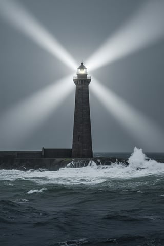 Minimalistic Black and White Lighthouse Art