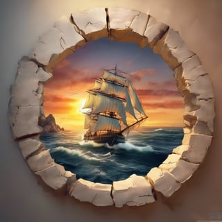 3D Cartoon Sailing Ship Artwork