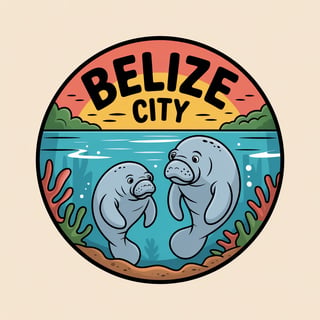 Belize City Manatees Cartoon Badge