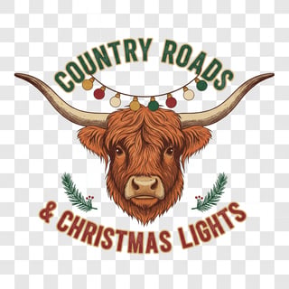 Western Christmas Highland Cow Graphic