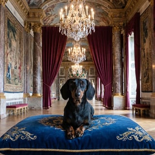 Dachshund in Regal Palace Setting