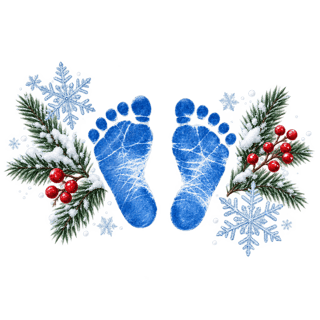 Blue Baby Footprints Christmas Mockup