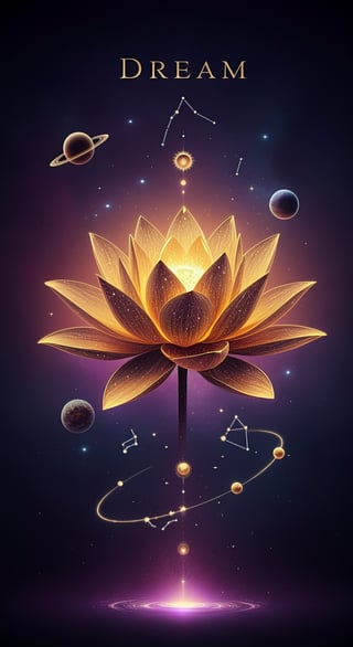 Cosmic Lotus with Nebula Typography