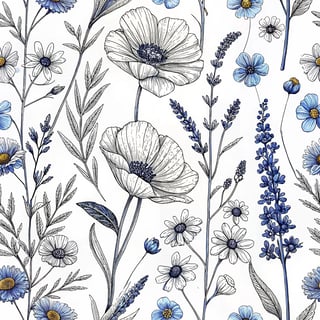 Botanical Line Art Pattern