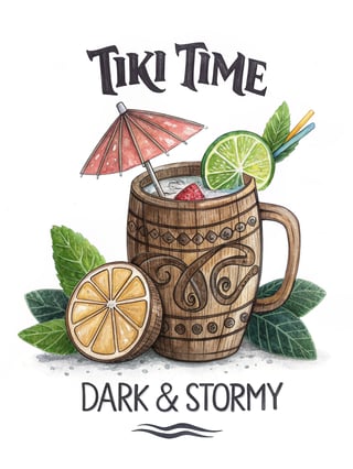 Hand-Drawn Watercolor Tiki Mug