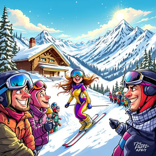 Humorous Après-Ski Party Cartoon