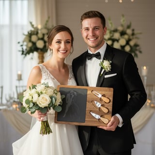 Bride & Groom Embrace Wedding Keepsake