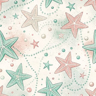 Soft Mint and Blush Atomic Stars Pattern
