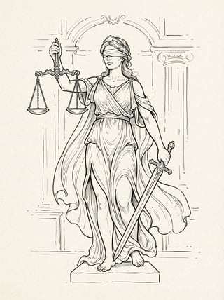 Lady Justice Line Drawing
