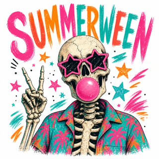 Summerween Skeleton Sublimation Clipart