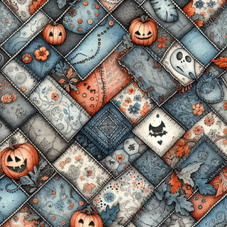 Whimsical Halloween Patchwork Tile