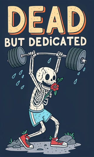 Skeleton Gym Cartoon T-Shirt Design