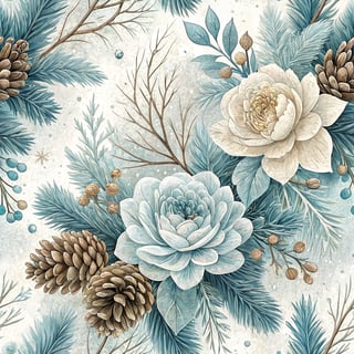 Delicate Winter 3D Floral Pattern
