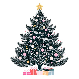 Minimalist Pink Christmas Tree Illustration