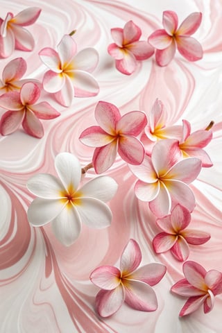 Photorealistic Pink and White Plumeria Flowers